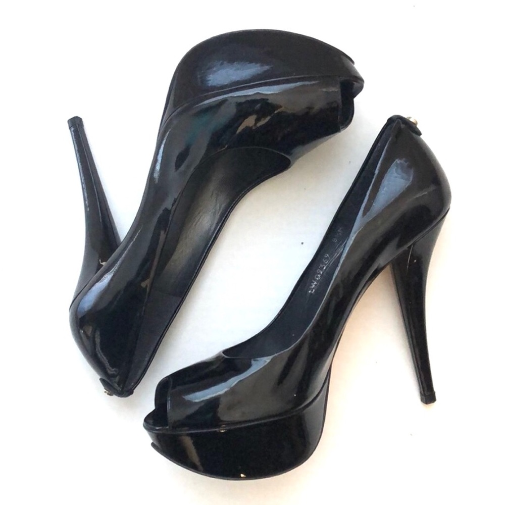 Stuart Weitzman Black Platform Stiletto Patent Leather Heels size 8.5